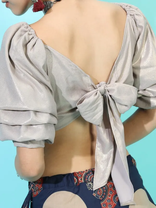 Vishudh Women Grey Solid Regular Top