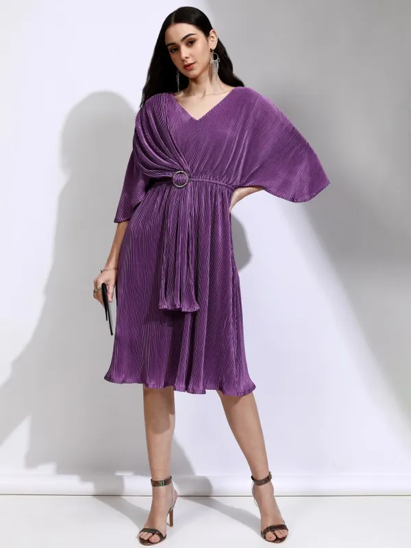 Solid Fit And Flare Dress