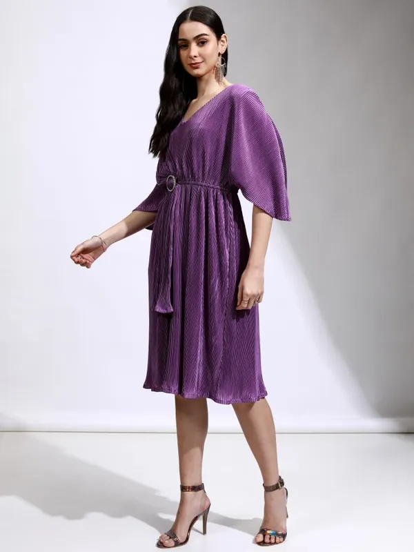 Solid Fit And Flare Dress