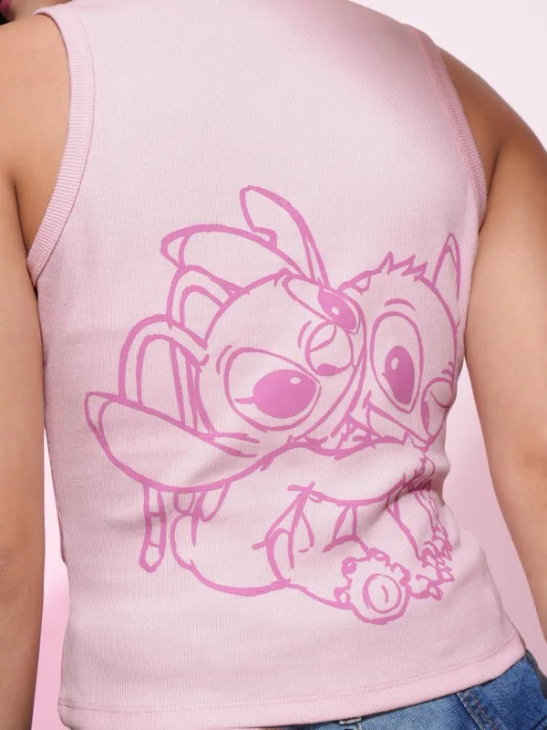 Angel And Stitch Printed Fitted Top