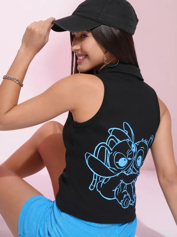 Angel And Stitch Printed Fitted Top