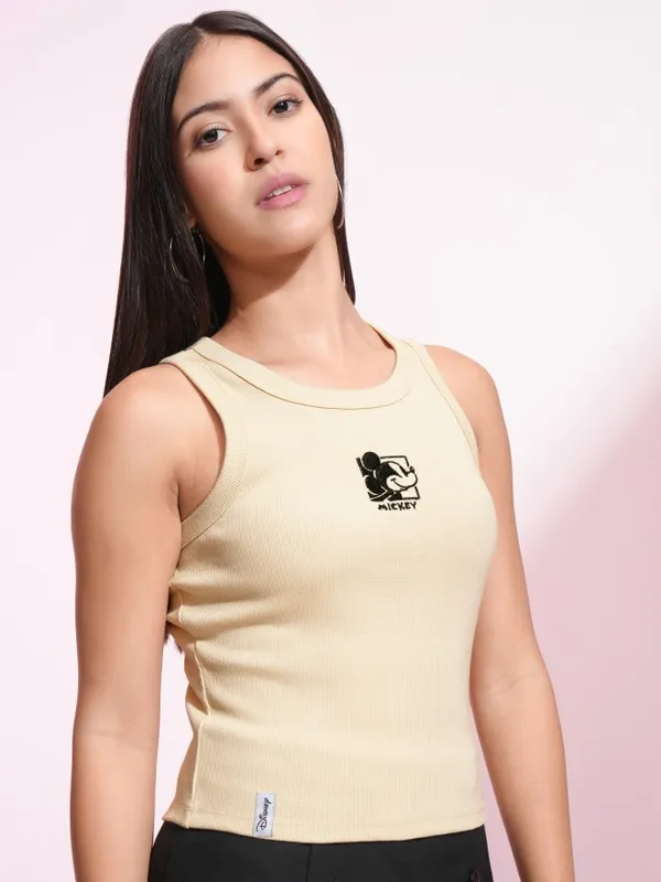 Mickey Mouse Embroidered Fitted Top