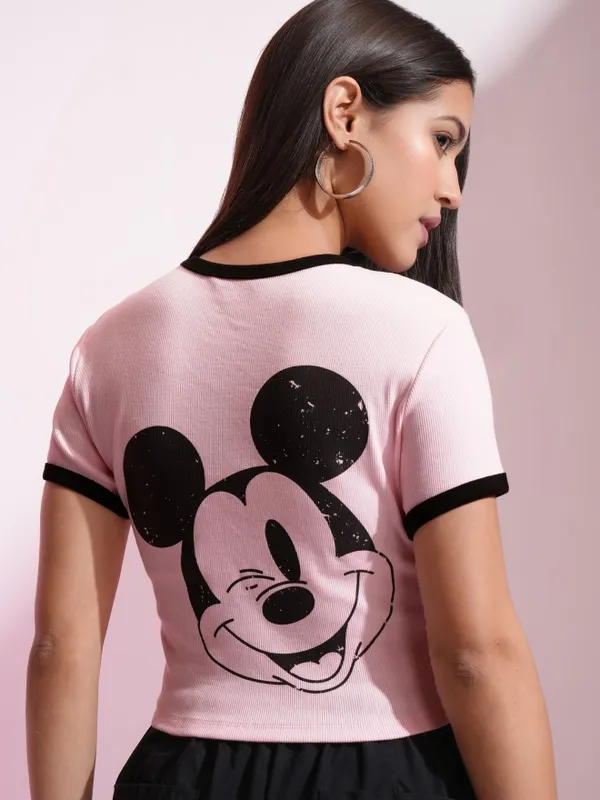 Mickey Mouse Embroidered Fitted Top