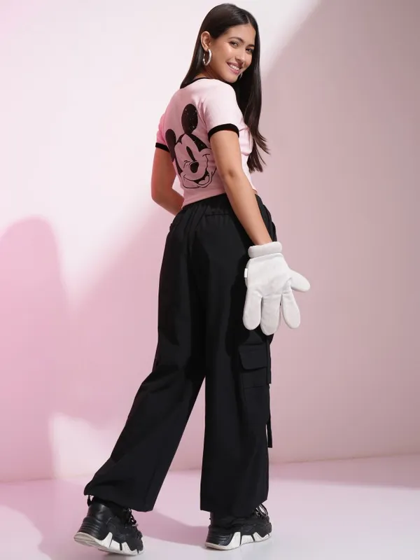 Mickey Mouse Embroidered Fitted Top