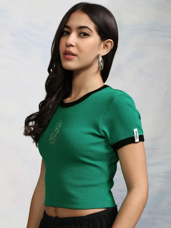 Mickey Mouse Embroidered Fitted Top