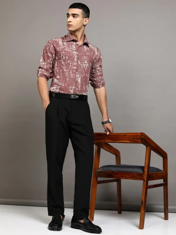 Highlander Men Brown Printed Relaxed Fit Casual Shirt