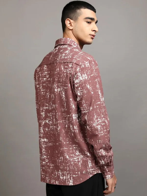 Highlander Men Brown Printed Relaxed Fit Casual Shirt