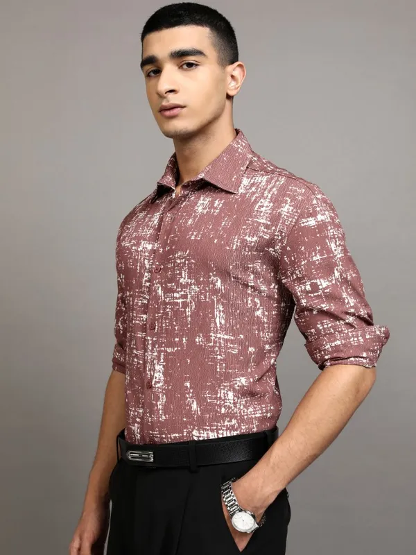 Highlander Men Brown Printed Relaxed Fit Casual Shirt