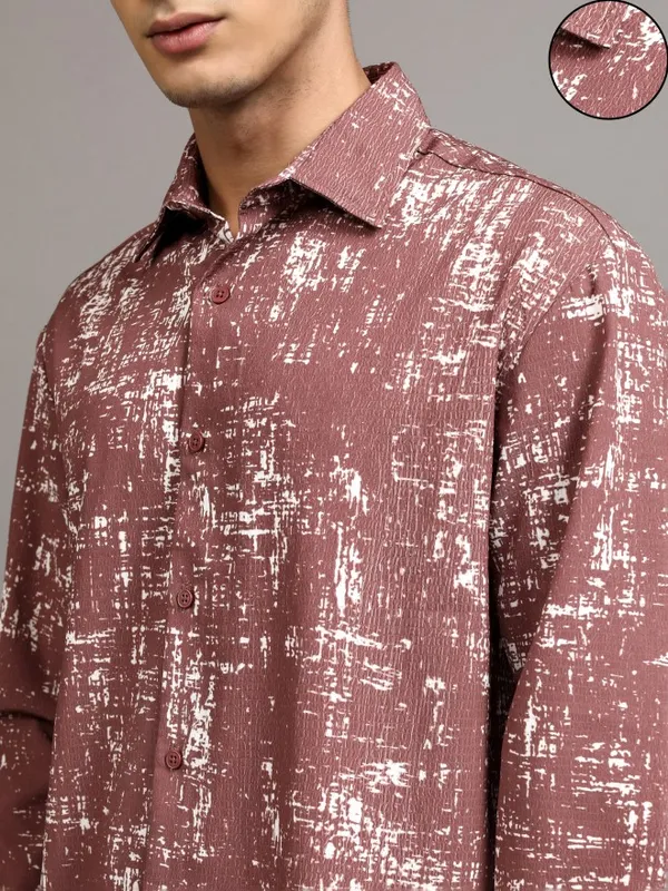 Highlander Men Brown Printed Relaxed Fit Casual Shirt