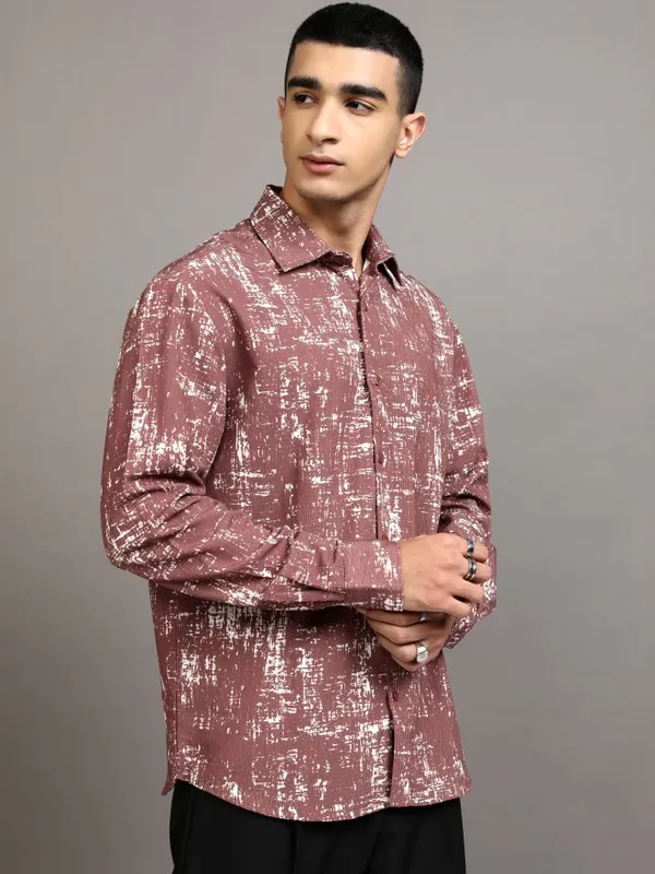 Highlander Men Brown Printed Relaxed Fit Casual Shirt