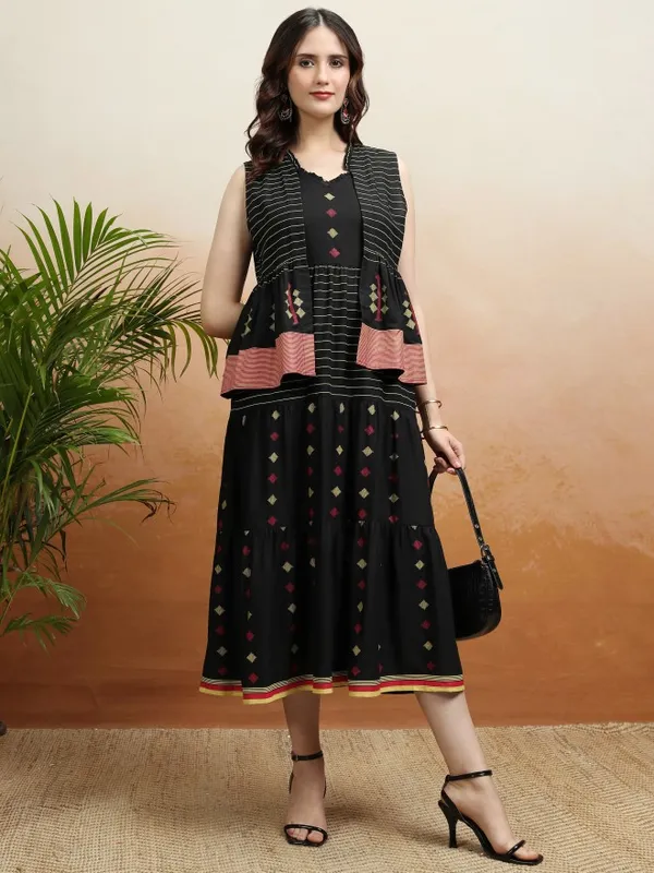 Printed Fit and Flare Dress
