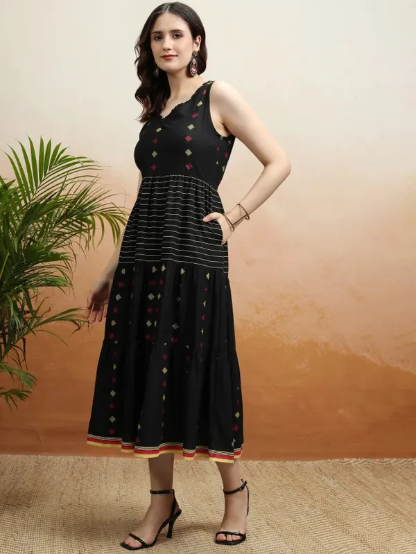 Printed Fit and Flare Dress