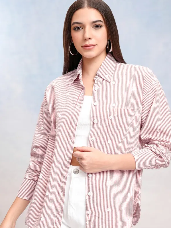 Women Striped Oversized Fit Casual Shirt