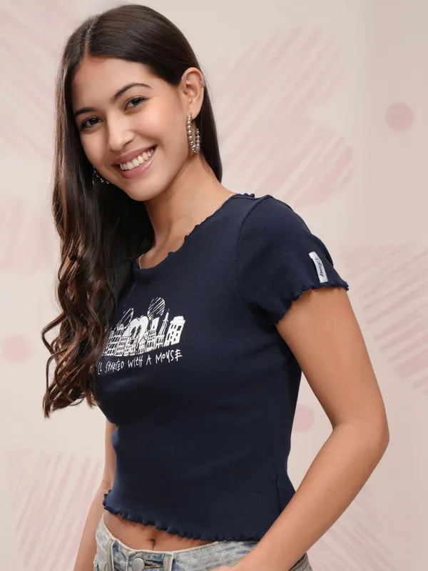 Mickey Mouse Printed Fitted Top