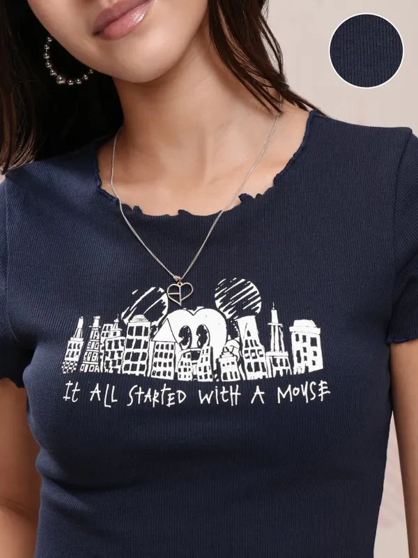 Mickey Mouse Printed Fitted Top