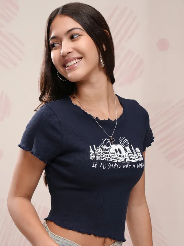 Mickey Mouse Printed Fitted Top