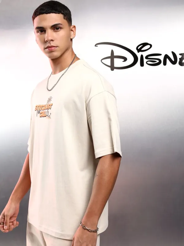 Stitch Men Printed Round Neck Oversized Fit T-Shirt