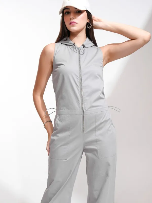 Tokyo Talkies Women Grey Solid Jumpsuit