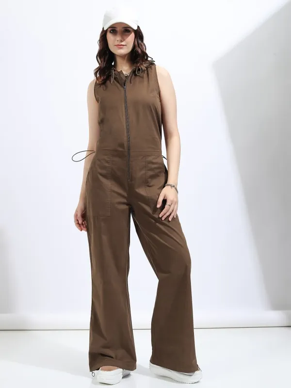 Tokyo Talkies Women Brown Solid Jumpsuit