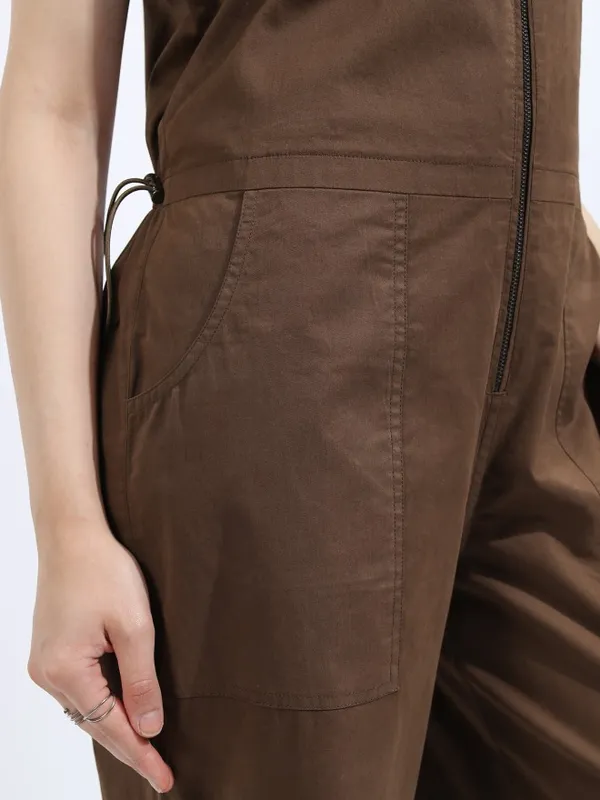 Tokyo Talkies Women Brown Solid Jumpsuit