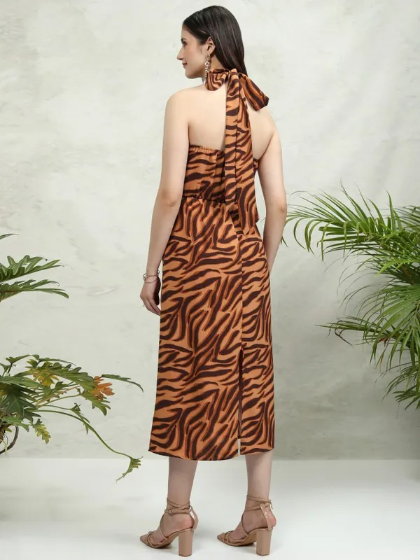 Tokyo Talkies Women Brown Printed Maxi Dress