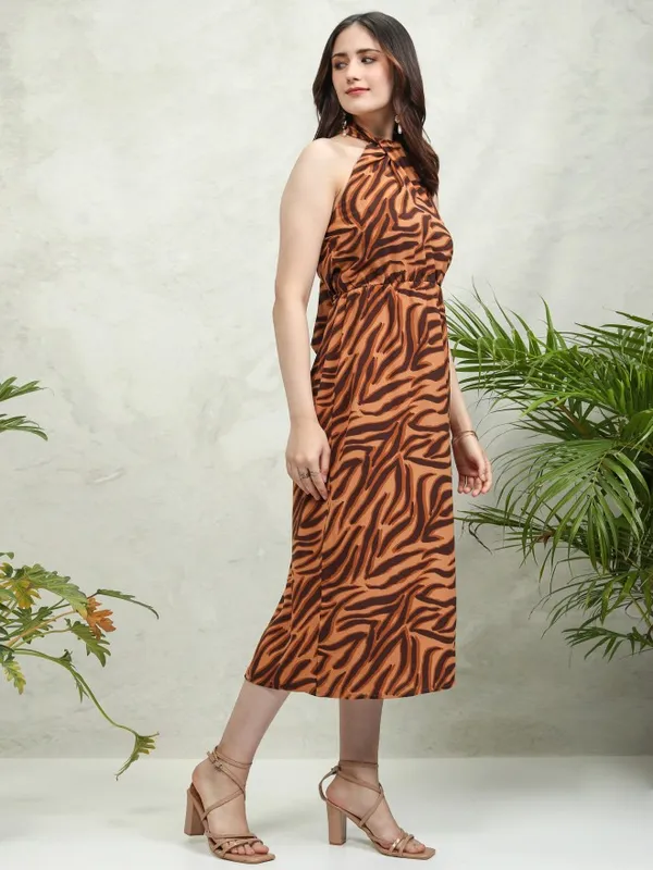 Tokyo Talkies Women Brown Printed Maxi Dress
