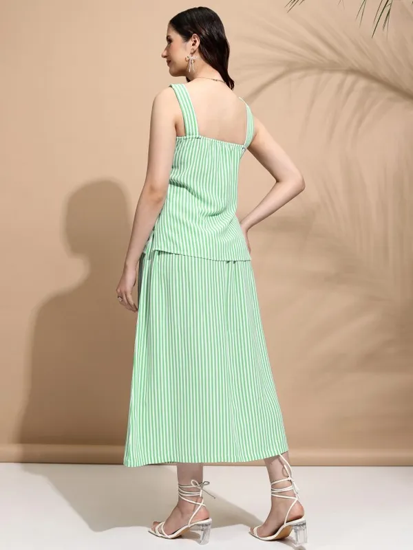 Tokyo Talkies Women Green Top With Skirt Co-Ords