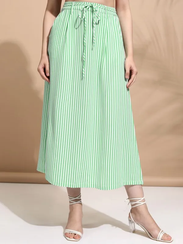 Tokyo Talkies Women Green Top With Skirt Co-Ords