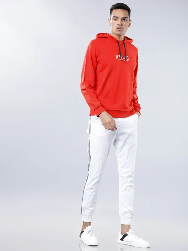 Highlander Men Red Hooded Pullover Sweatshirt