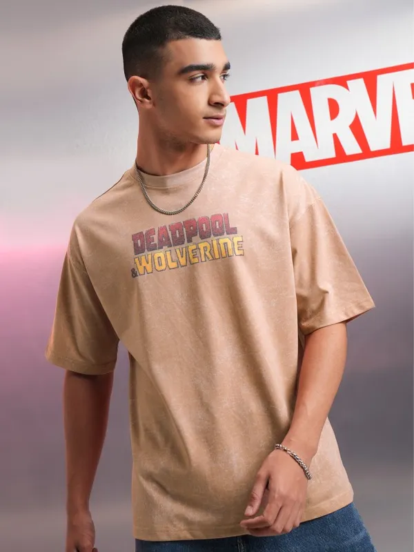 Deadpool Men Printed Round Neck Oversized Fit T-Shirt