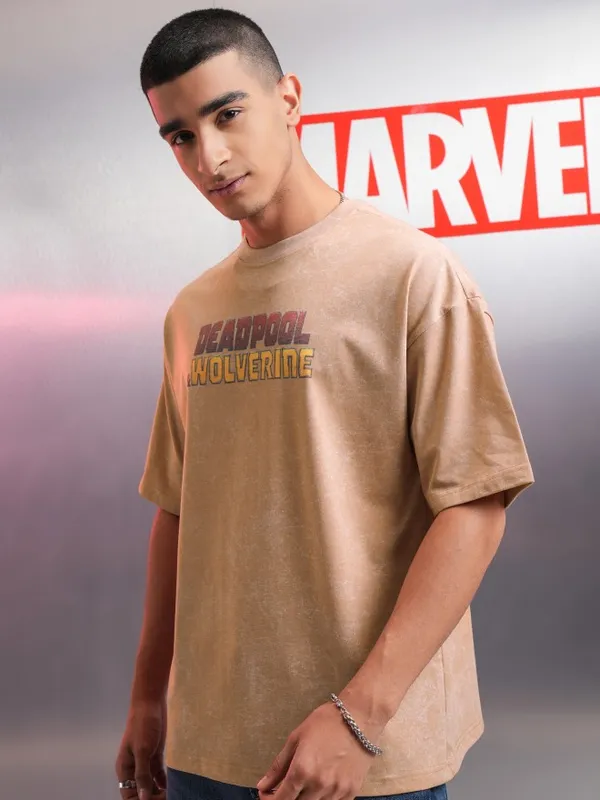 Deadpool Men Printed Round Neck Oversized Fit T-Shirt