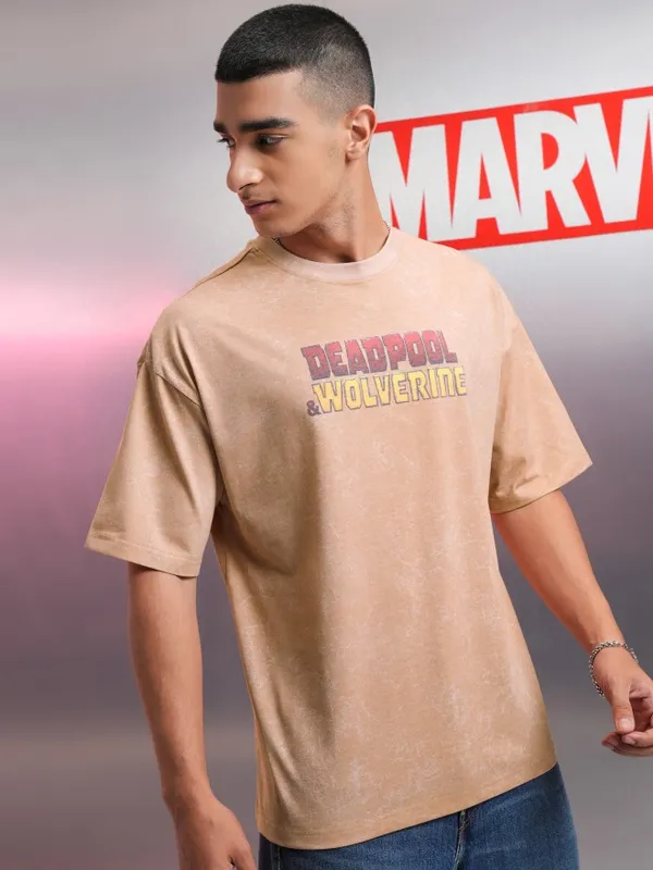 Deadpool Men Printed Round Neck Oversized Fit T-Shirt