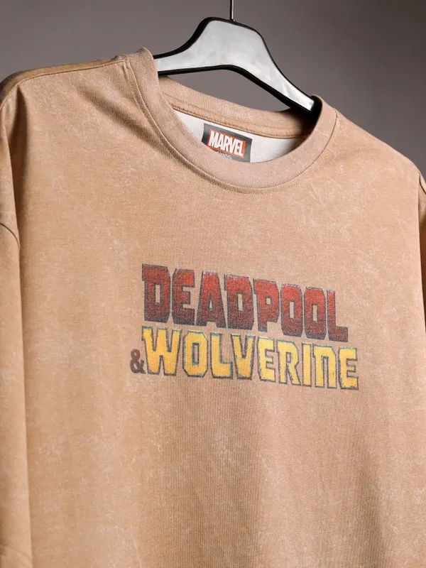 Deadpool Men Printed Round Neck Oversized Fit T-Shirt