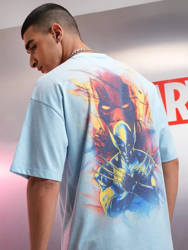 Deadpool Men Printed Round Neck Oversized Fit T-Shirt