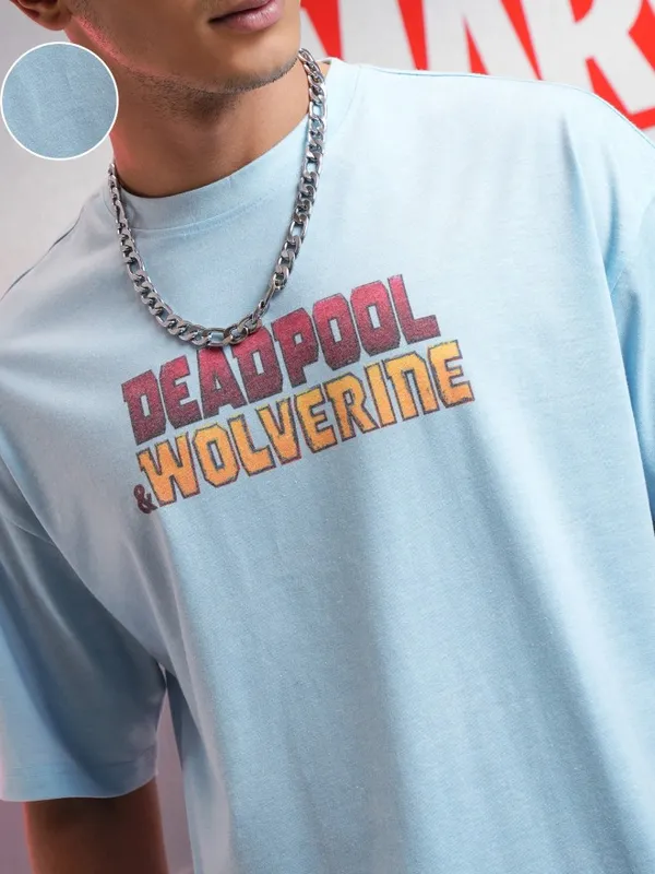 Deadpool Men Printed Round Neck Oversized Fit T-Shirt