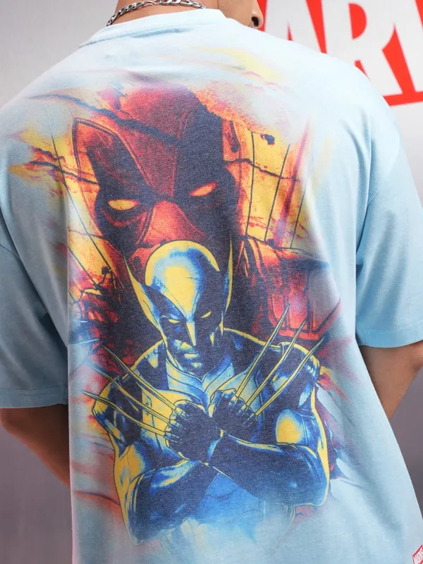 Deadpool Men Printed Round Neck Oversized Fit T-Shirt