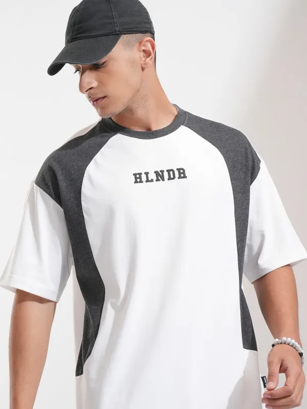 Highlander Men White Printed Oversized Fit T-Shirt