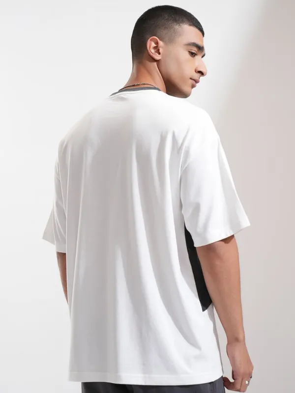 Highlander Men White Printed Oversized Fit T-Shirt