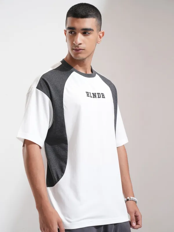 Highlander Men White Printed Oversized Fit T-Shirt
