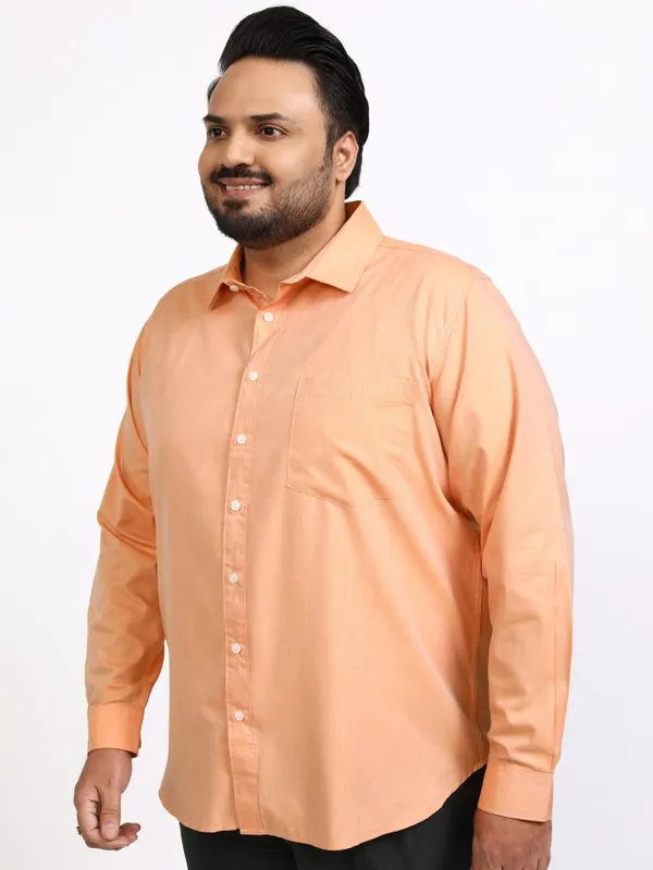 Highlander Men Orange Solid Relaxed Fit Casual Shirt