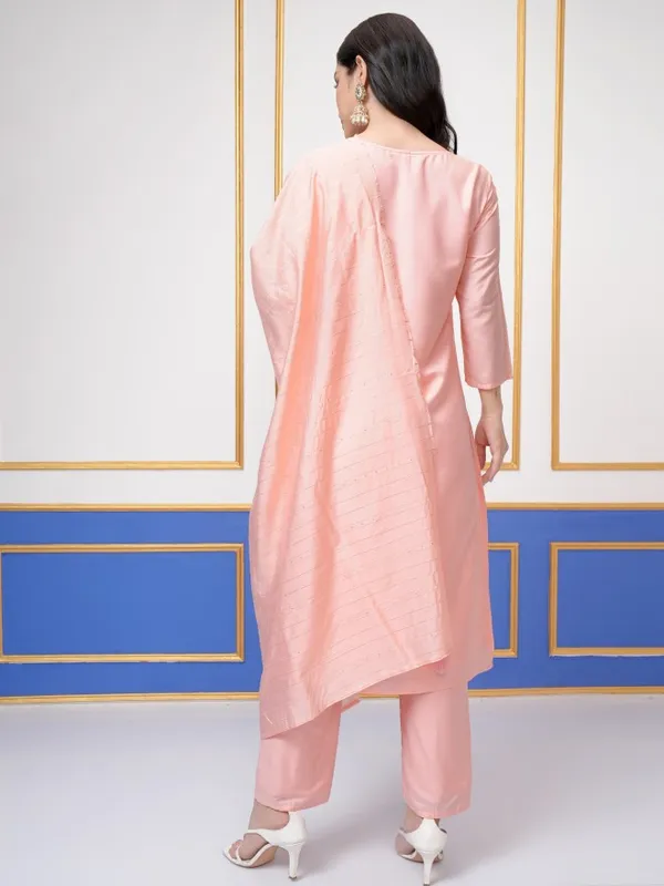 Vishudh Women Pink Printed Kurta With Trousers And Dupatta