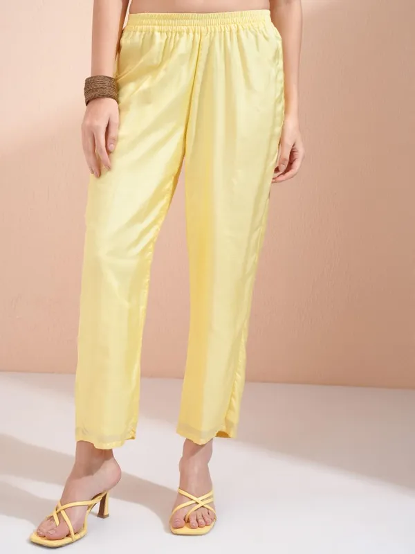Vishudh Women Yellow Printed Kurta With Trousers And Dupatta