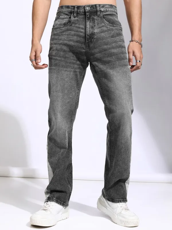 Highlander Men Grey Bootcut Stretchable Jeans