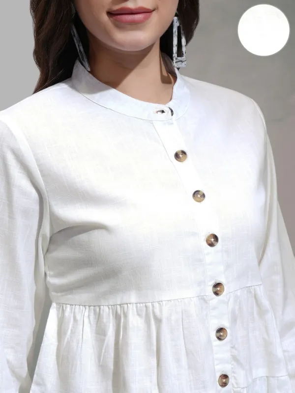 Tokyo Talkies Women White Solid Fitted Top