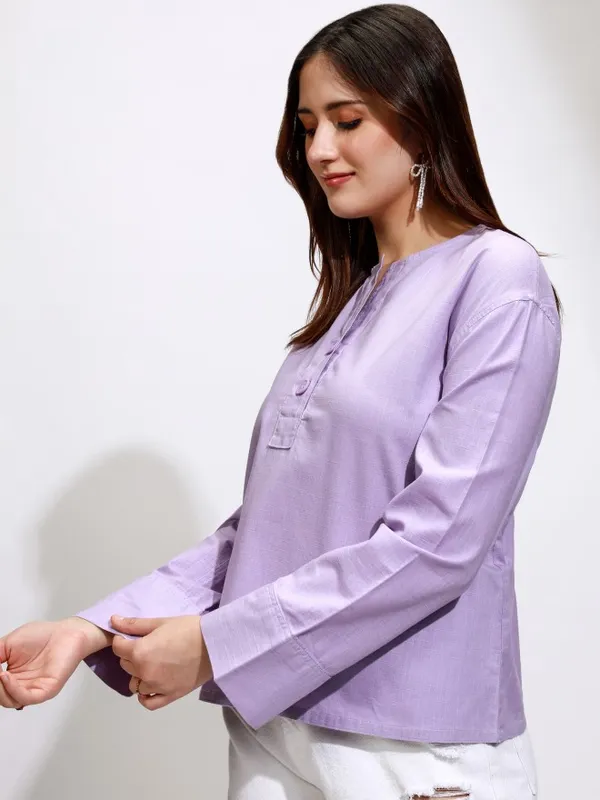 Tokyo Talkies Women Purple Solid Regular Top