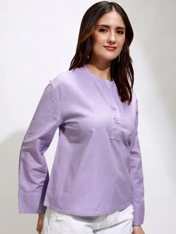 Tokyo Talkies Women Purple Solid Regular Top