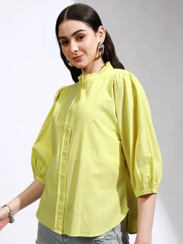 Solid Shirt Style Top
