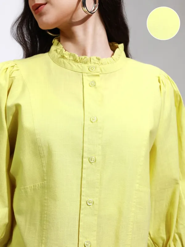 Solid Shirt Style Top
