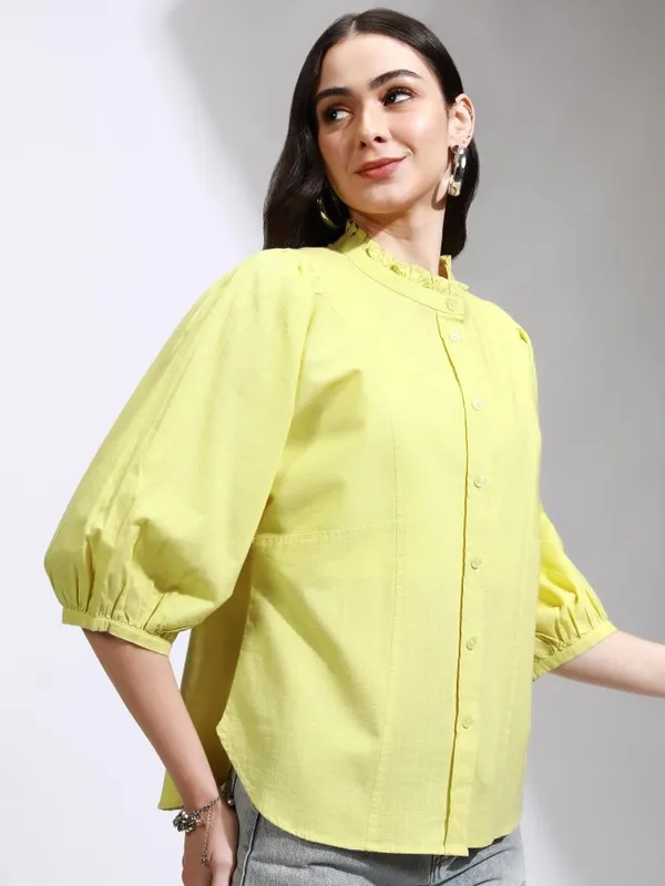 Solid Shirt Style Top