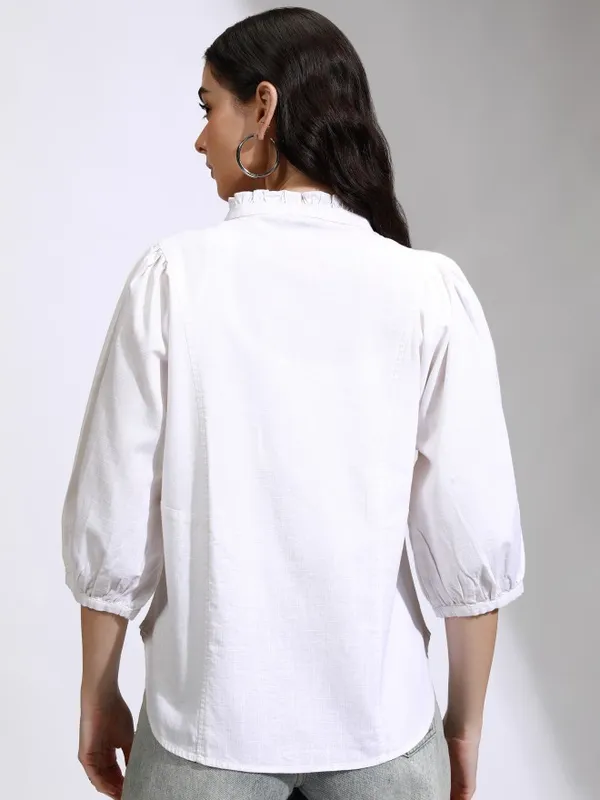 Solid Shirt Style Top